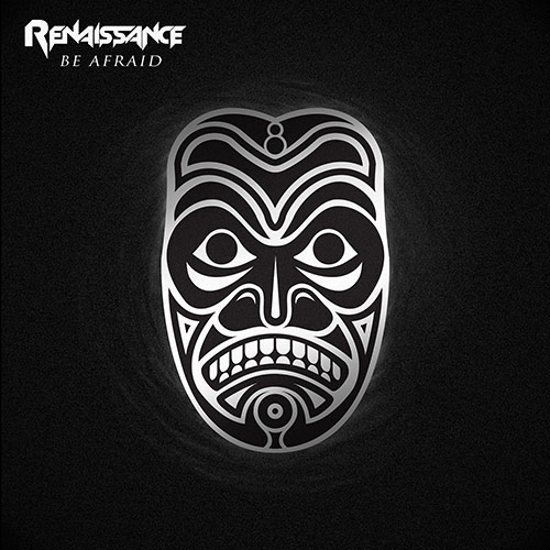 A black and white image of a tiki mask.