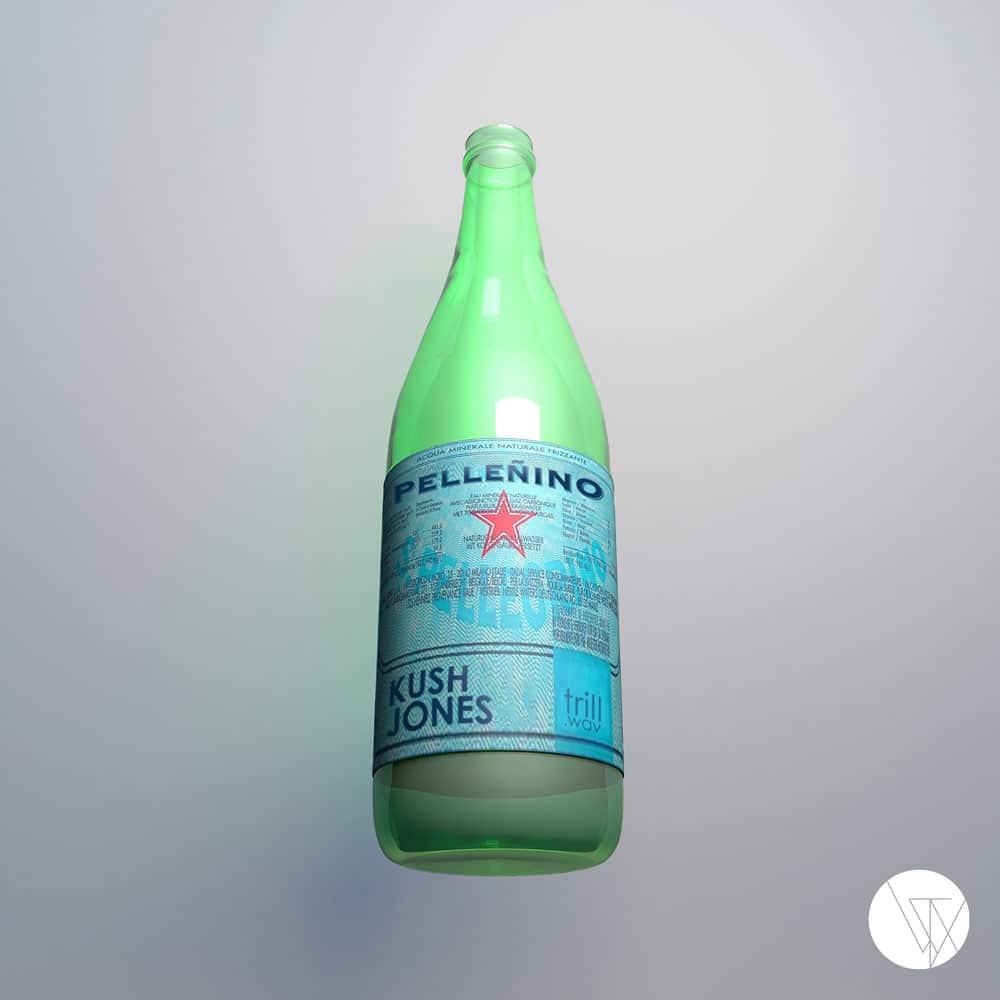 A green bottle with the words bellino on it.