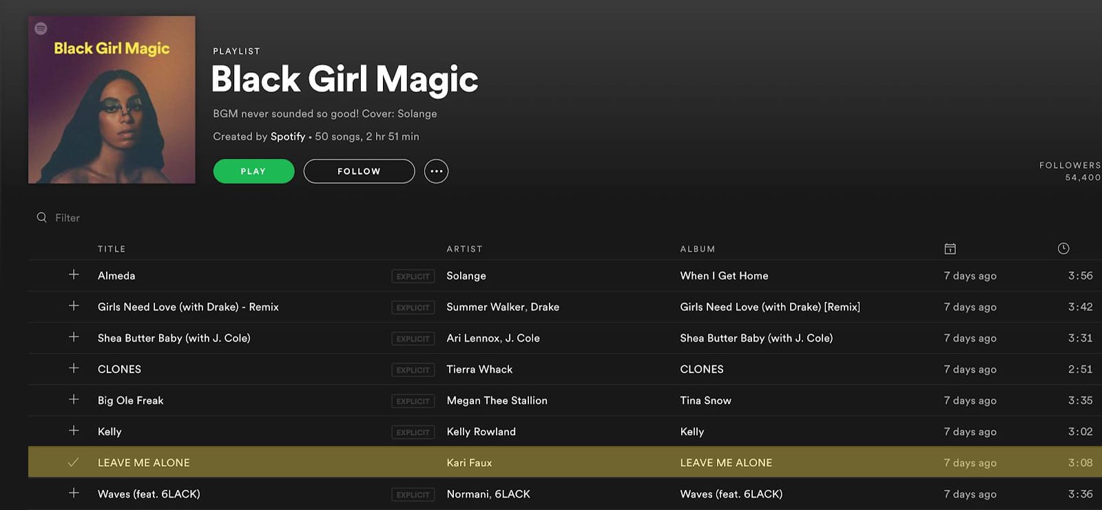 Black Girl Magic playlist pitch