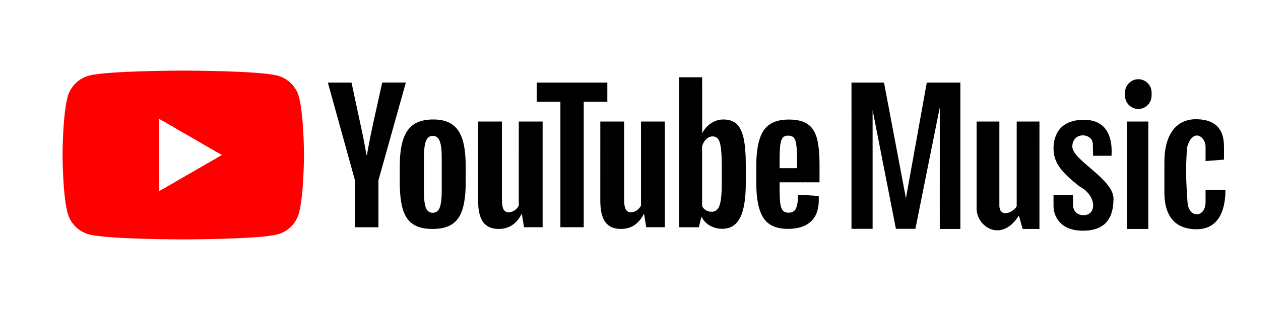 Youtube music logo on a white background.
