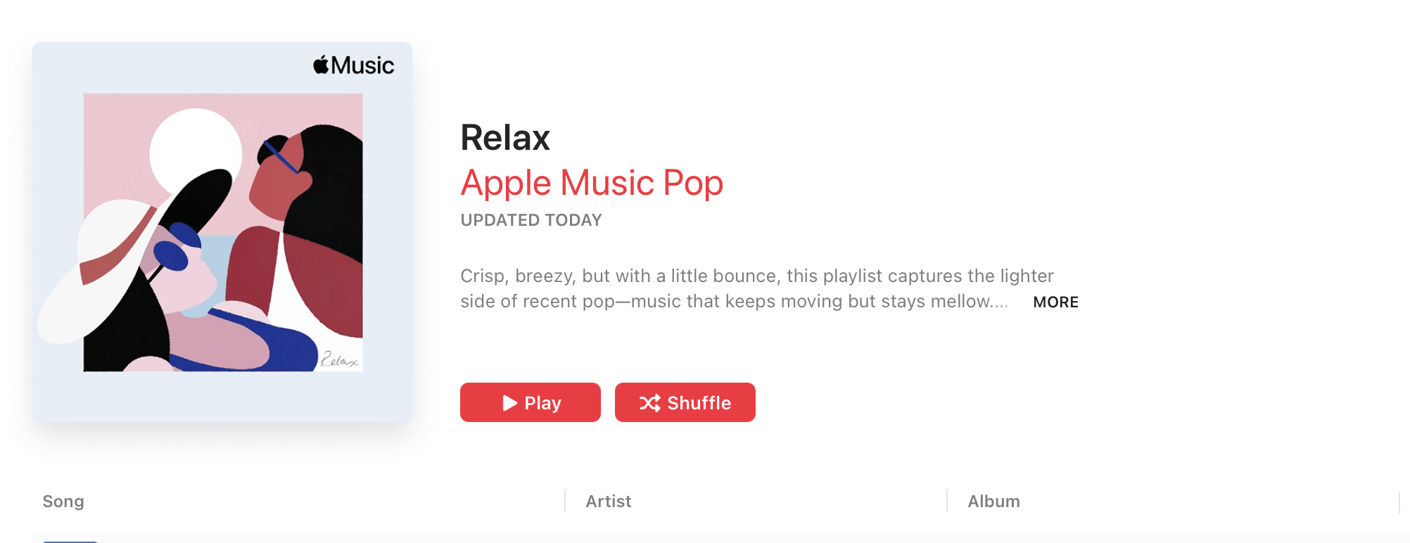 Relax Apple music pop playlist
