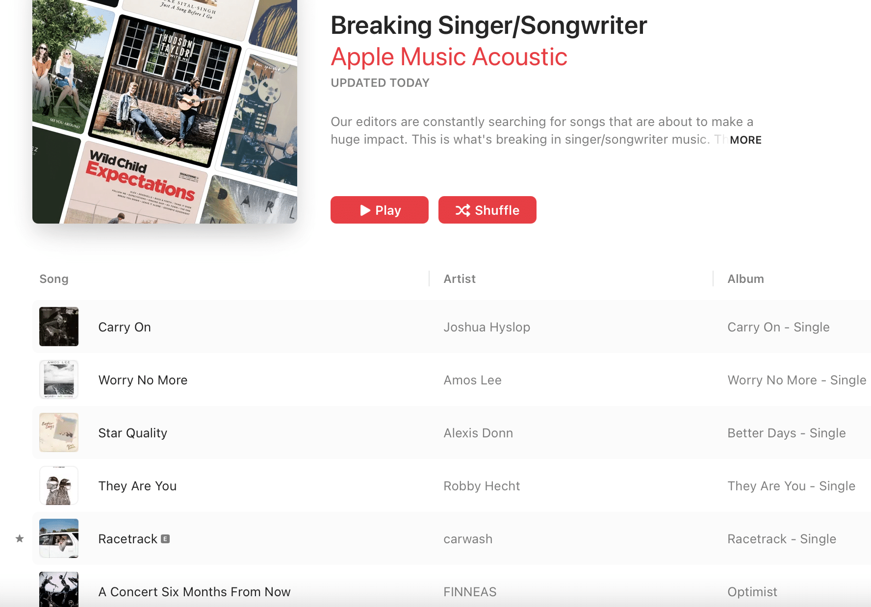 breaking singer songwriter playlist