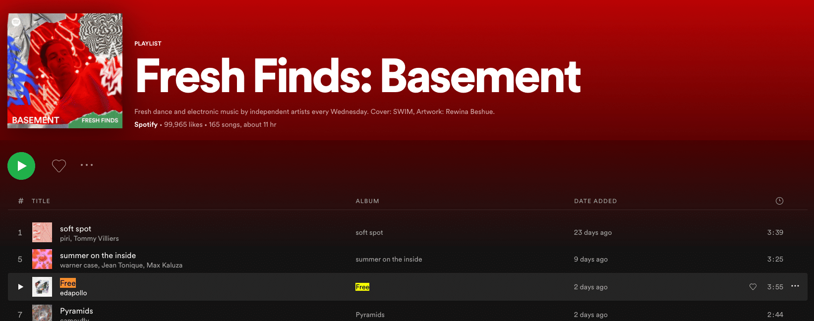 fresh finds basement playlist