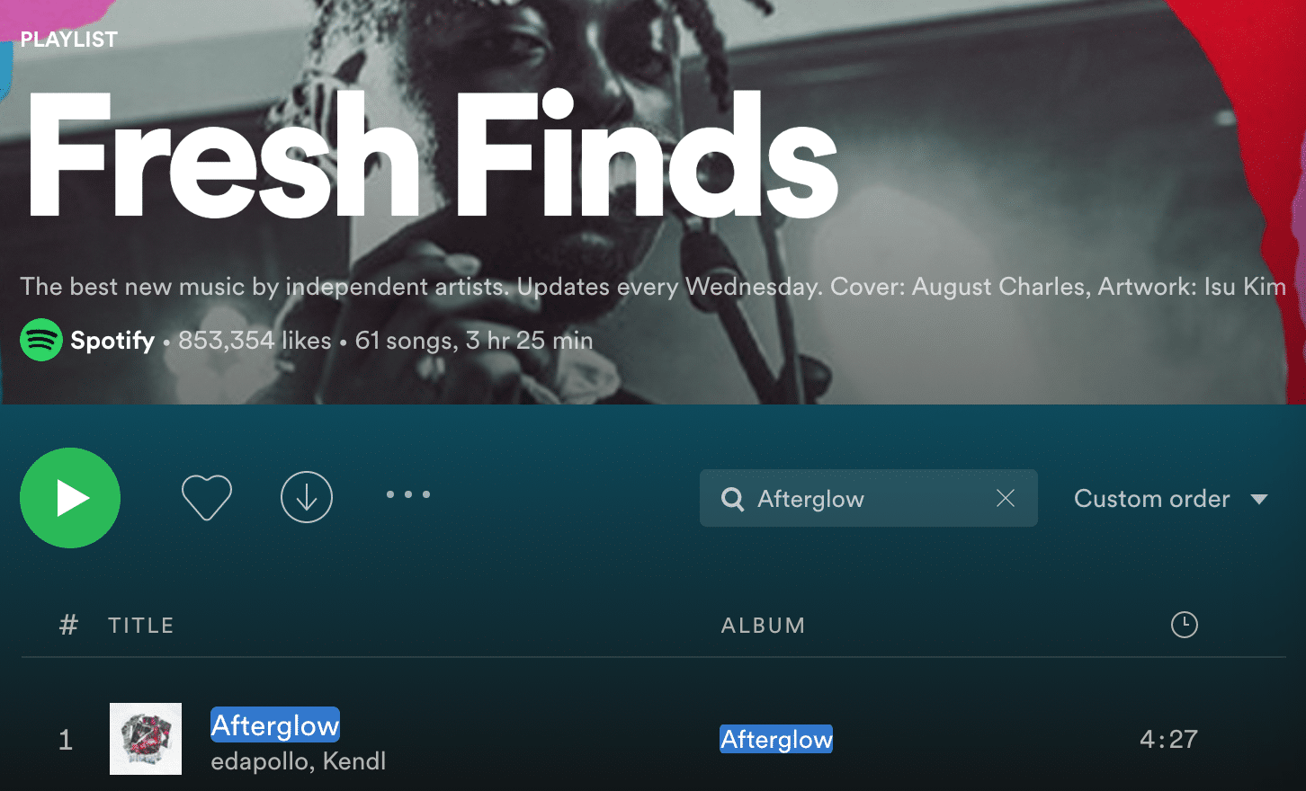 fresh finds playlist