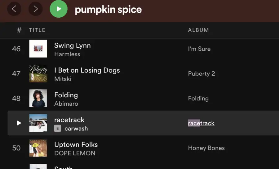 pumpkin spice playlist