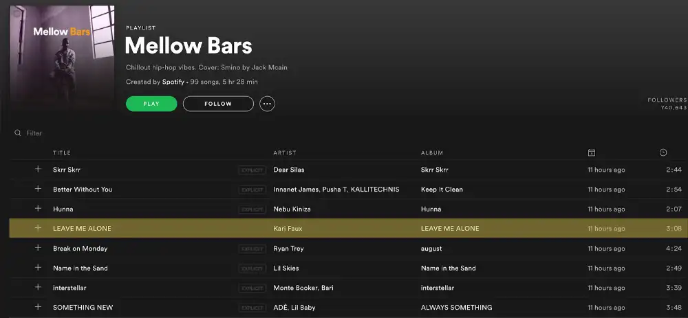 Mellow Bars playlist pitch