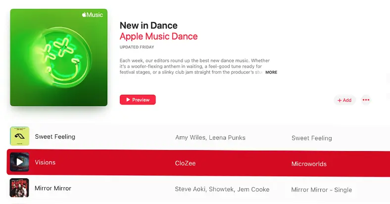 Apple New In Dance Playlist