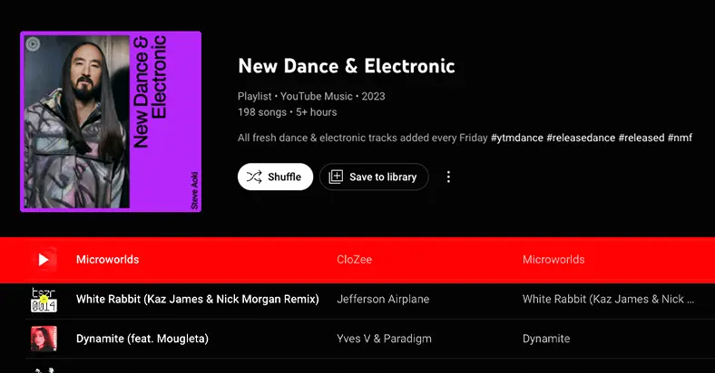 Youtube Music New Dance And Electronic Playlist