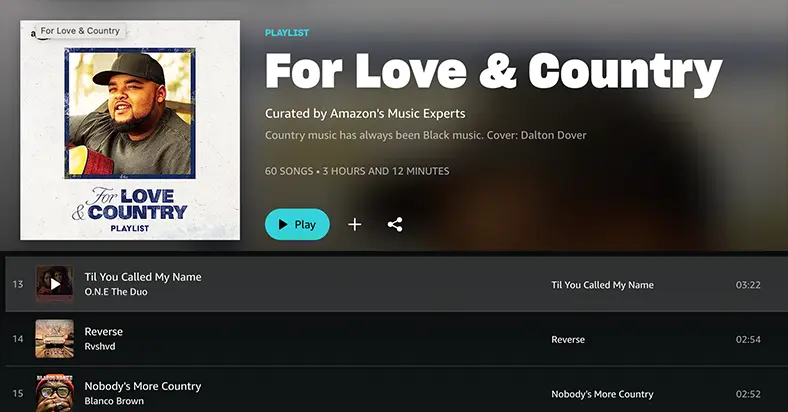 ONE The Duo Amazon Music For Love & Country playlist pickup