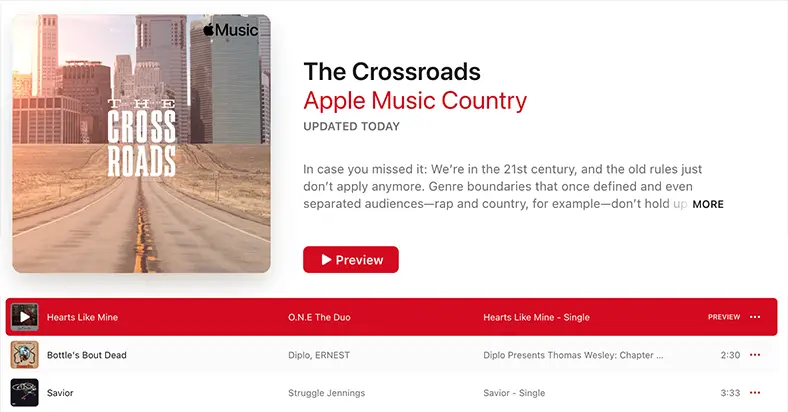 ONE The Duo Apple Music The Crossroads playlist pickup