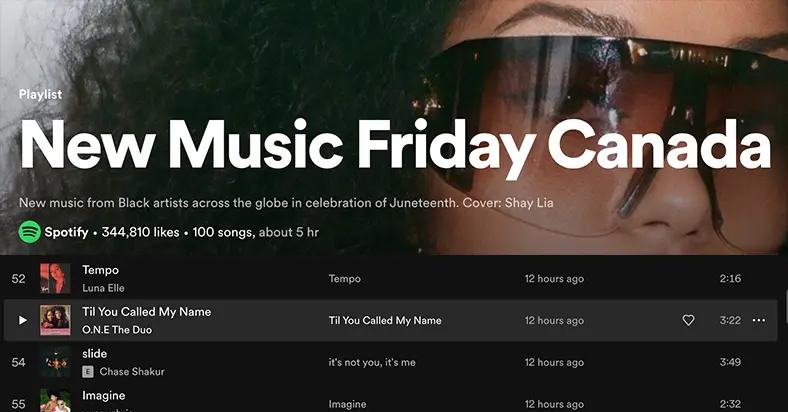 ONE The Duo Spotify New Music Friday Canada playlist pickup