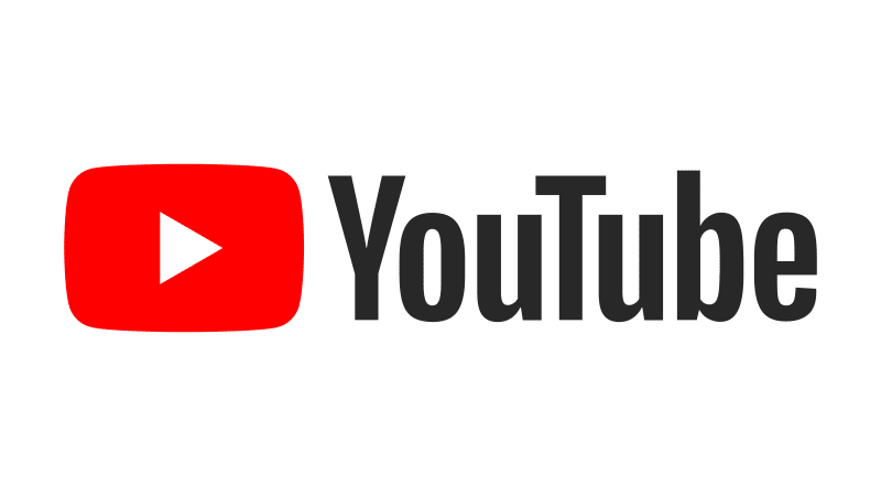 The YouTube logo features a red play button icon symbolizing video distribution, positioned to the left of the word “YouTube” in bold, black letters on a light gray background.