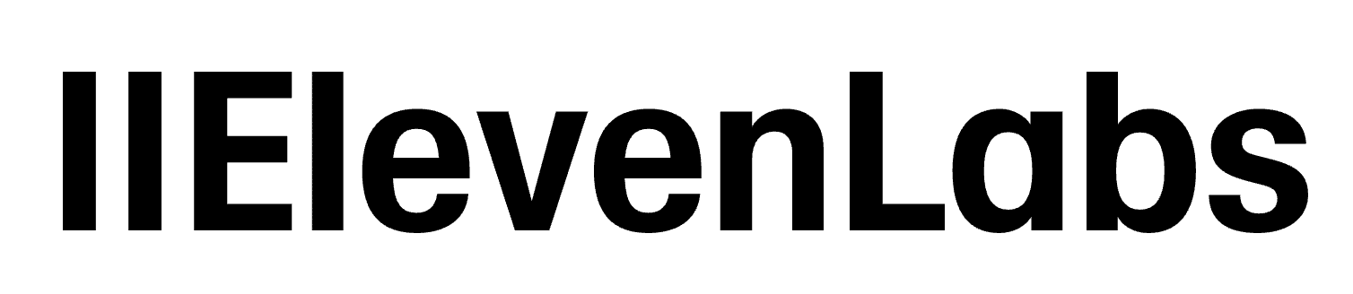 Black text logo that reads "IIElevenLabs" on a white background, perfect for brands in music distribution.