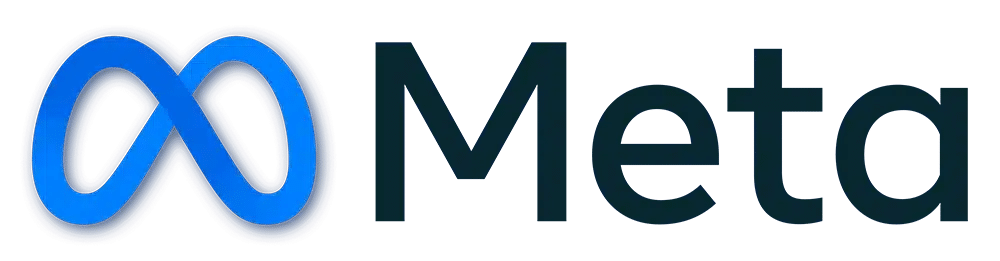 Meta logo featuring a blue infinity symbol, followed by the word "Meta" in black text on a light background, representing innovation in fields like Music Distribution.