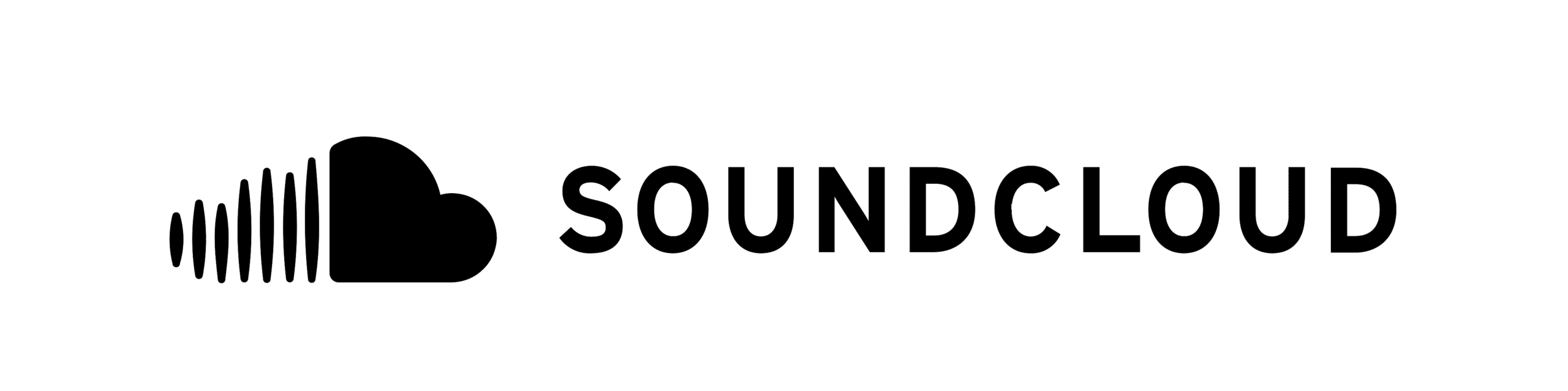 SoundCloud logo featuring a stylized cloud with horizontal bars on the left, followed by "SOUNDCLOUD" in bold, uppercase letters on a light background—perfect for music distribution platforms.