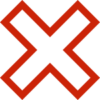 A large red "X" symbol on a light gray background, featured in the About Symphonic section.