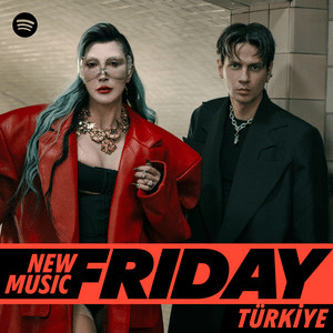 Two people in fashionable outfits stand together indoors. Text reads "New Music Friday Türkiye" with a nod to Protoje Case Study, while the Spotify logo appears in the top left corner.